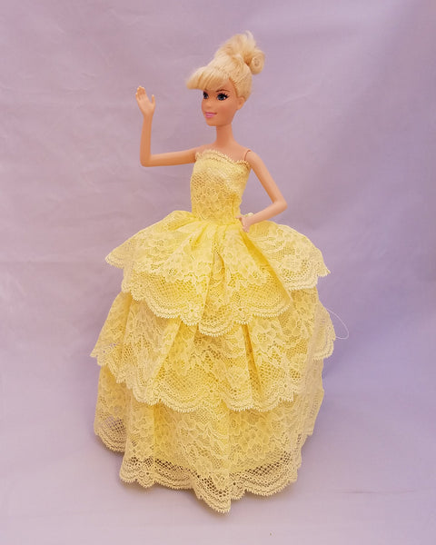 barbie doll yellow dress Layered Lace Light Yellow Barbie Dress – Enjoy Life with Psoriasis