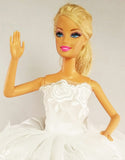 Flower Embroidered Layered White Barbie Dress