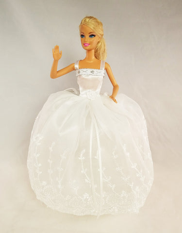 Sweet White Barbie Dress with Silver Details