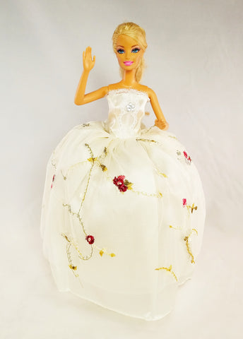 Flower Embroidered Tulle Barbie Dress