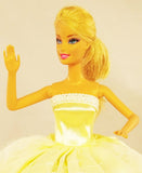 Pastel Yellow and white Embroidery Barbie Dress