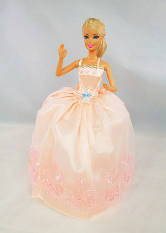 Embroidered Peach Barbie Dress