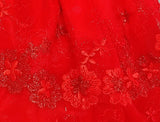 Layered Flower Embroidered Red Barbie Dress with Lace