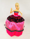 Black Lace Pink Fuchsia Barbie Dress