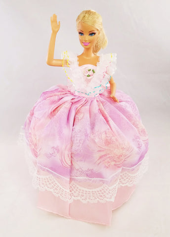Pink Colorful Ruffled Barbie Dress