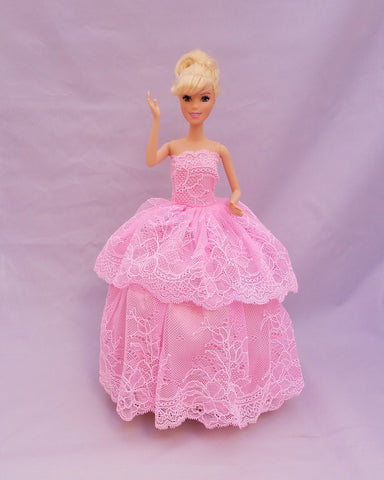 Layered Lace Light Pink Barbie Dress Layered Lace Light Pink Barbie Dress