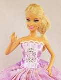 Violet Barbie Dress with Silver Lace