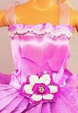 Violet Barbie Dress with Flower Embroidery and Lace