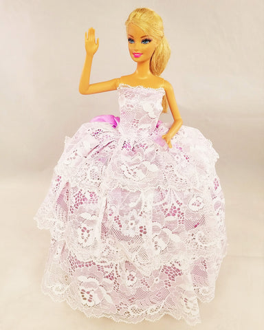 Layered Lace White and Violet Barbie Dress