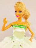 Green Barbie Dress with Golden Embroidery