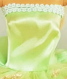 Flower Embroidered Green and Gold Barbie Dress