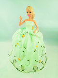 Light Green Flower Embroidered Tulle Barbie Dress