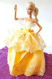 Yellow Butterfly Embroidered Barbie Dress